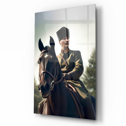 At Üstünde Atatürk Cam Tablo