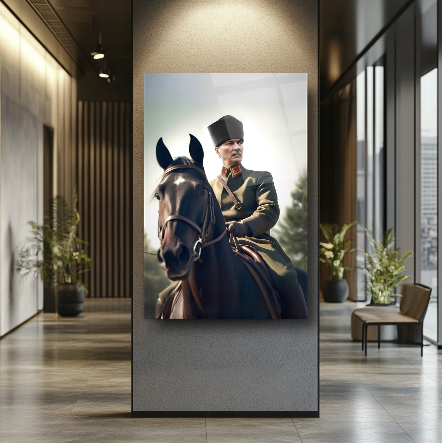 At Üstünde Atatürk Cam Tablo