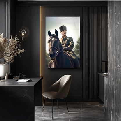 At Üstünde Atatürk Cam Tablo