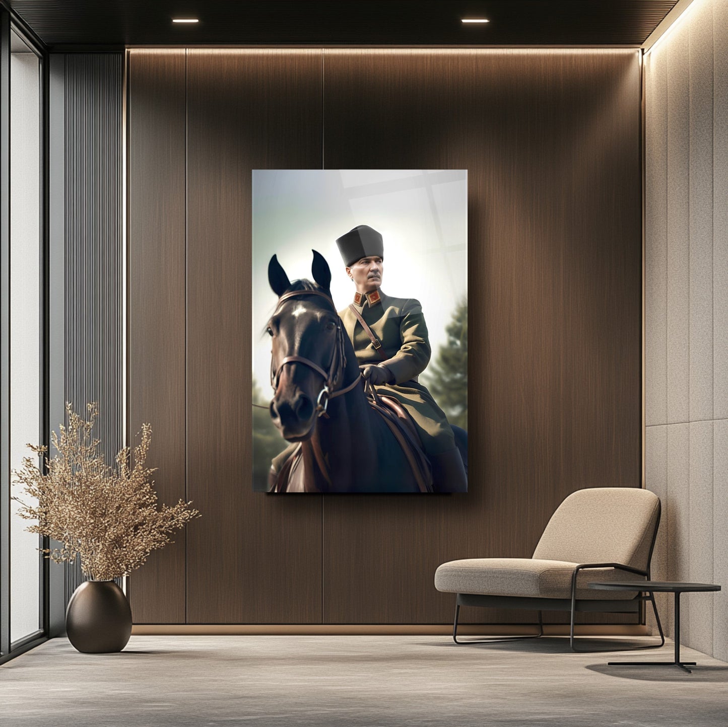 At Üstünde Atatürk Cam Tablo