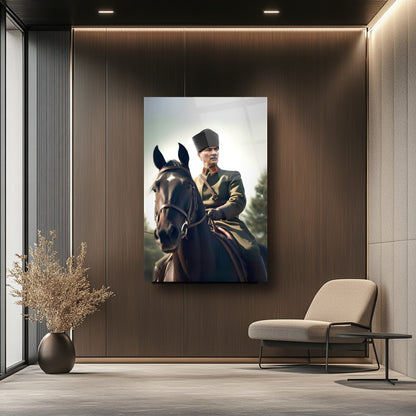 At Üstünde Atatürk Cam Tablo