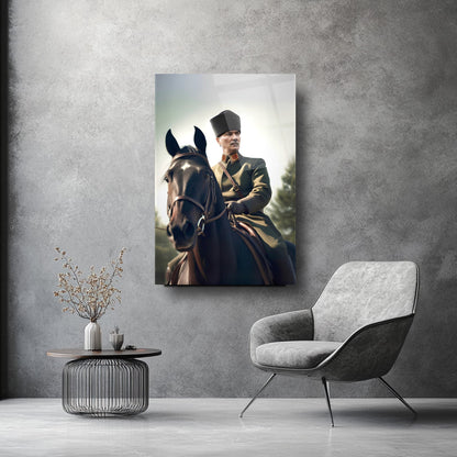 At Üstünde Atatürk Cam Tablo