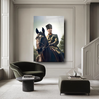 At Üstünde Atatürk Cam Tablo