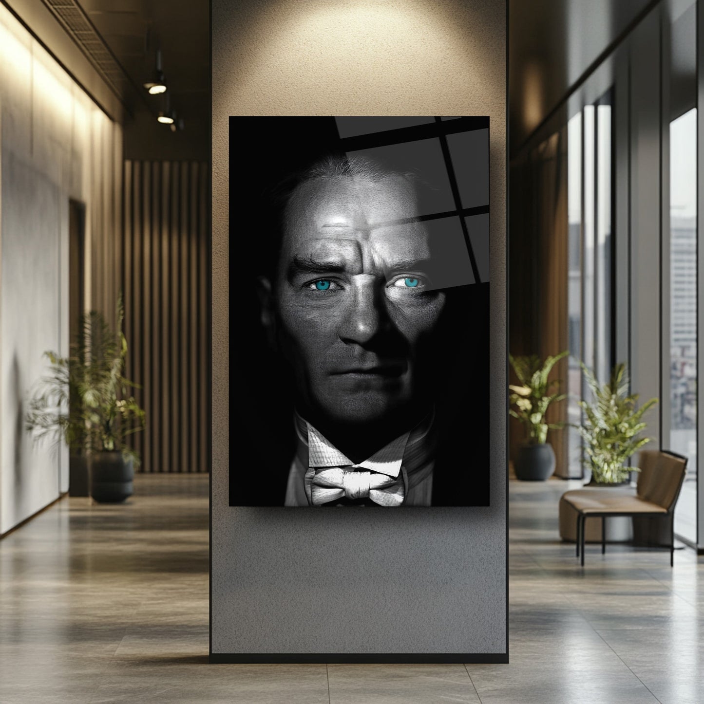 Mavi Gözlü Atatürk Cam Tablo