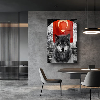 Bayraklı Bozkurt Cam Tablo