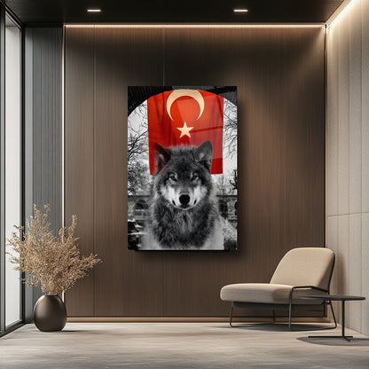 Bayraklı Bozkurt Cam Tablo