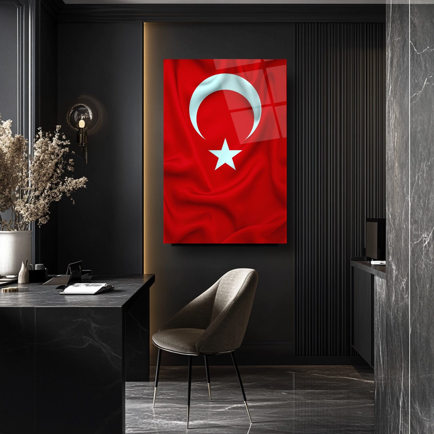 Dalgalı Bayrak Cam Tablo