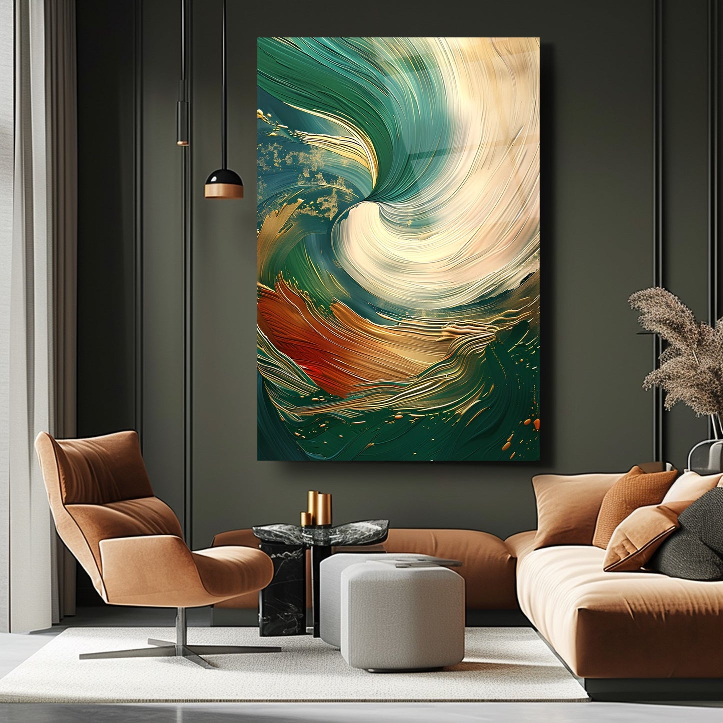 Soyut Yeşil Cam Tablo