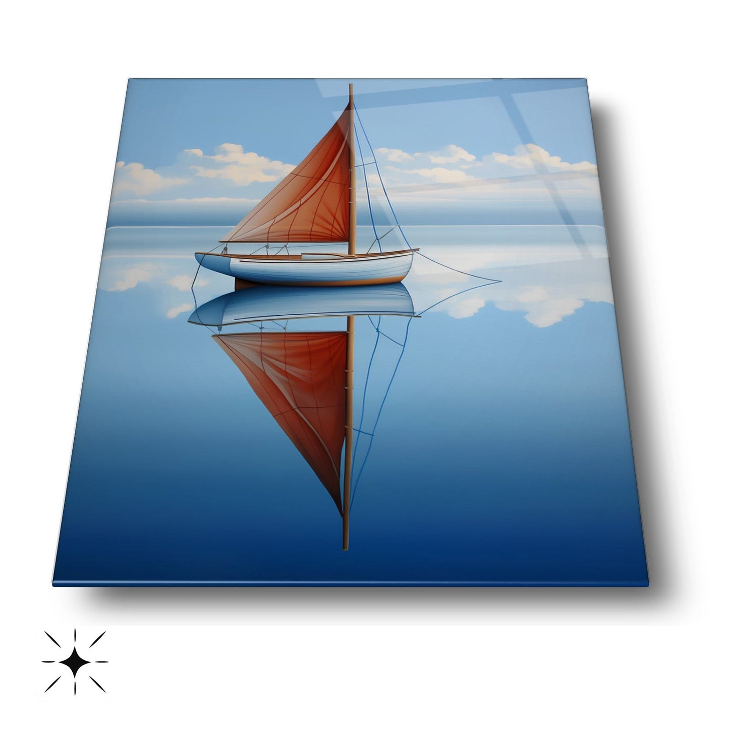 Denizde Yelkenli Cam Tablo