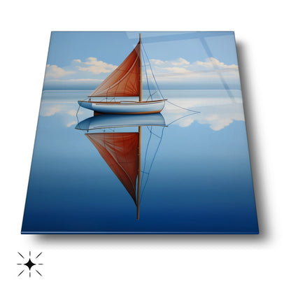 Denizde Yelkenli Cam Tablo