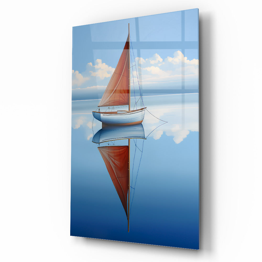 Denizde Yelkenli Cam Tablo