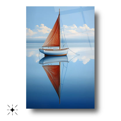 Denizde Yelkenli Cam Tablo