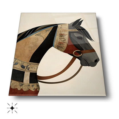 Eskitme Detaylı At Cam Tablo