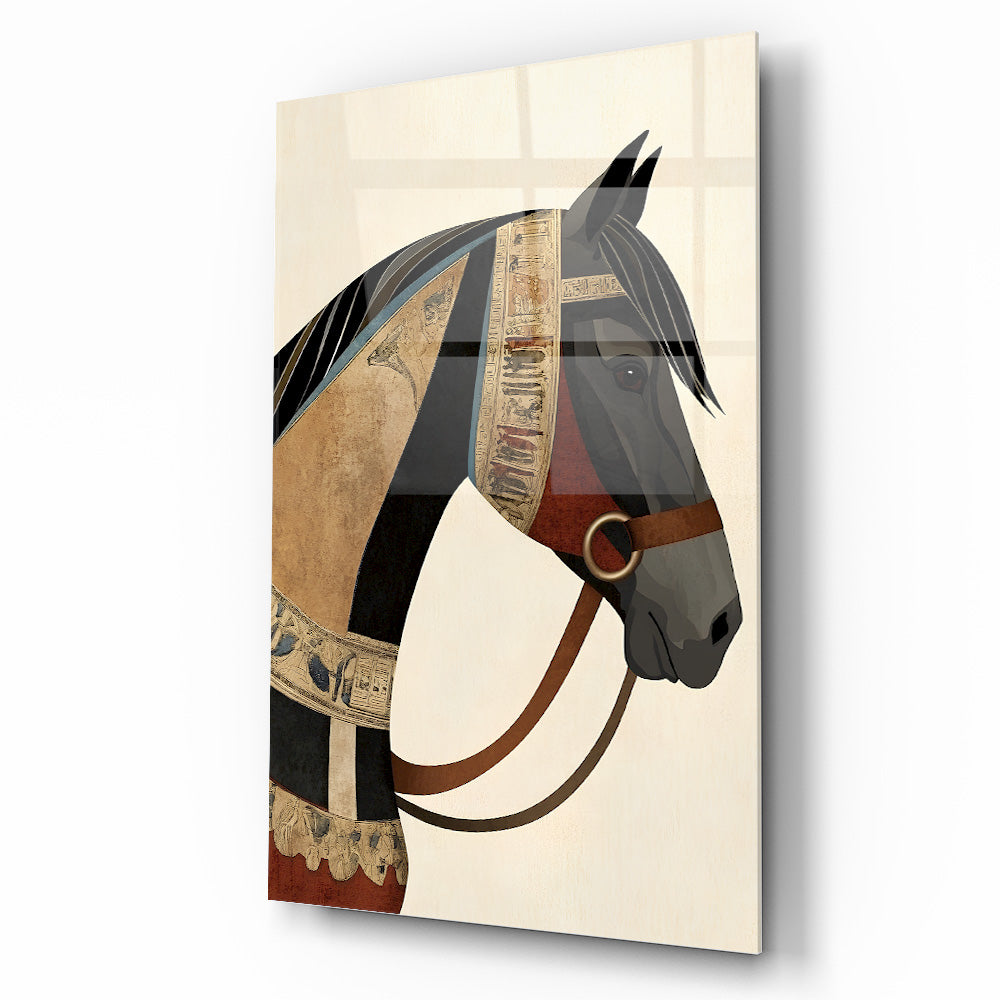 Eskitme Detaylı At Cam Tablo