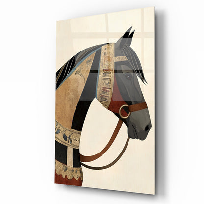 Eskitme Detaylı At Cam Tablo