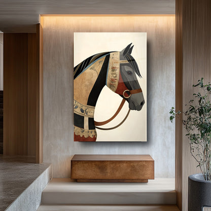 Eskitme Detaylı At Cam Tablo