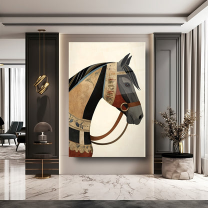 Eskitme Detaylı At Cam Tablo