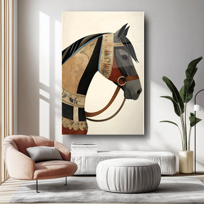 Eskitme Detaylı At Cam Tablo