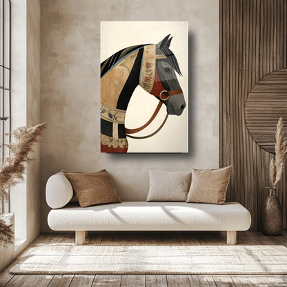 Eskitme Detaylı At Cam Tablo