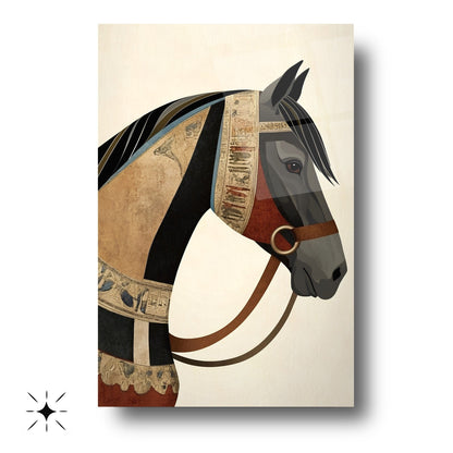 Eskitme Detaylı At Cam Tablo