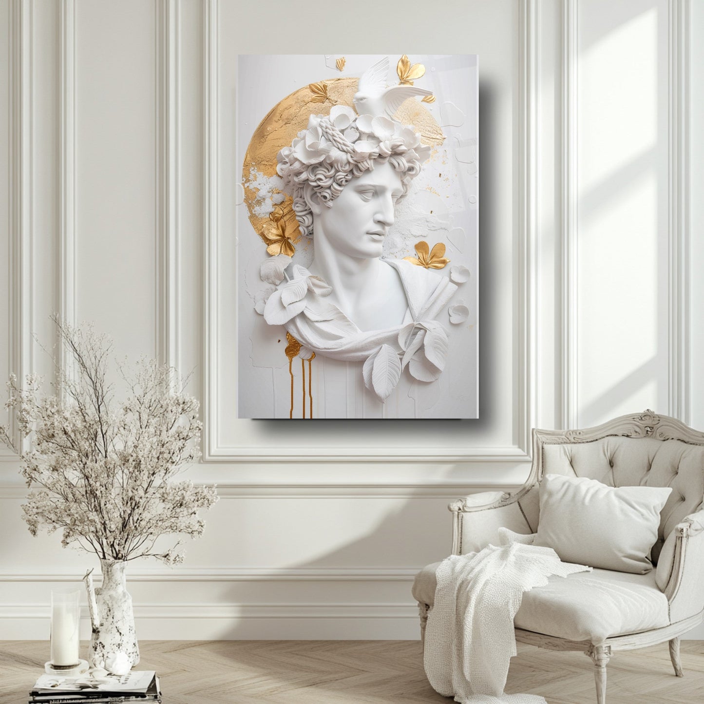 Gold Detaylı Heykel Cam Tablo