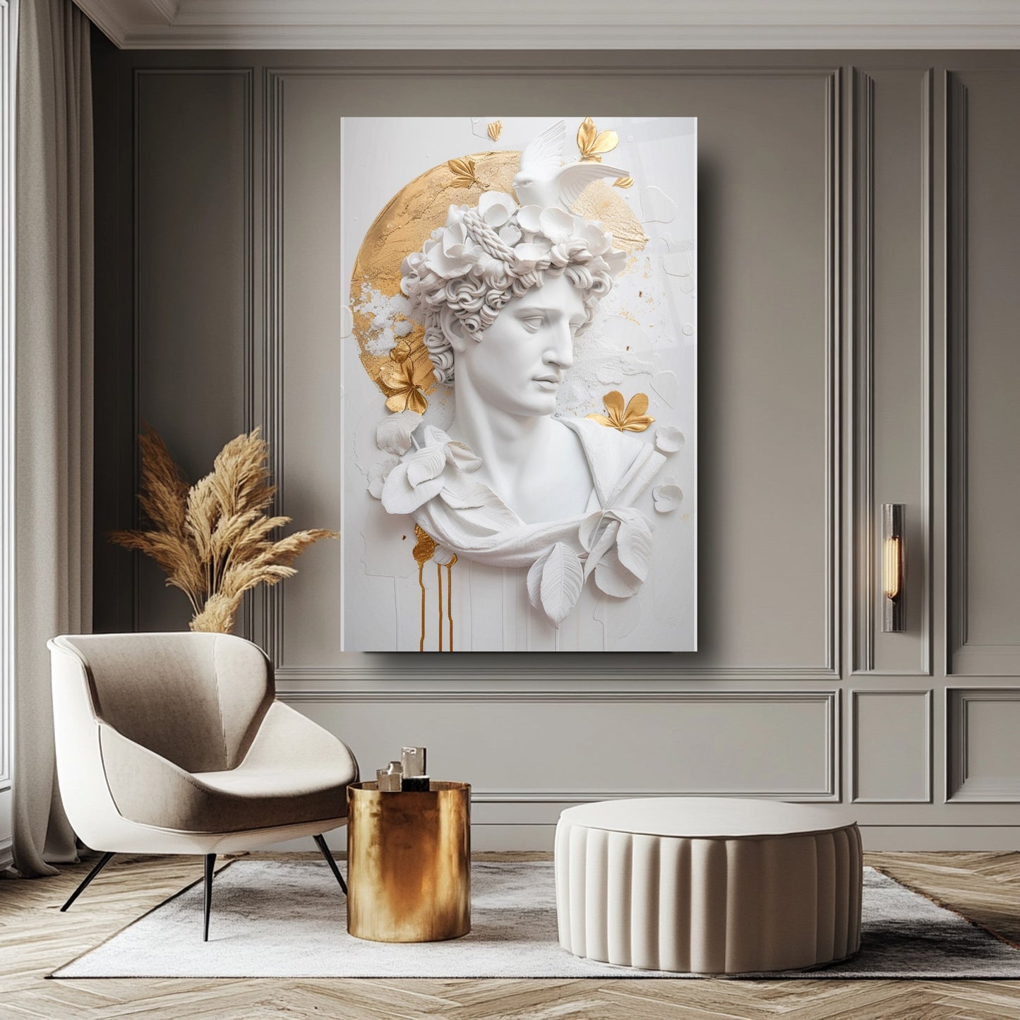 Gold Detaylı Heykel Cam Tablo