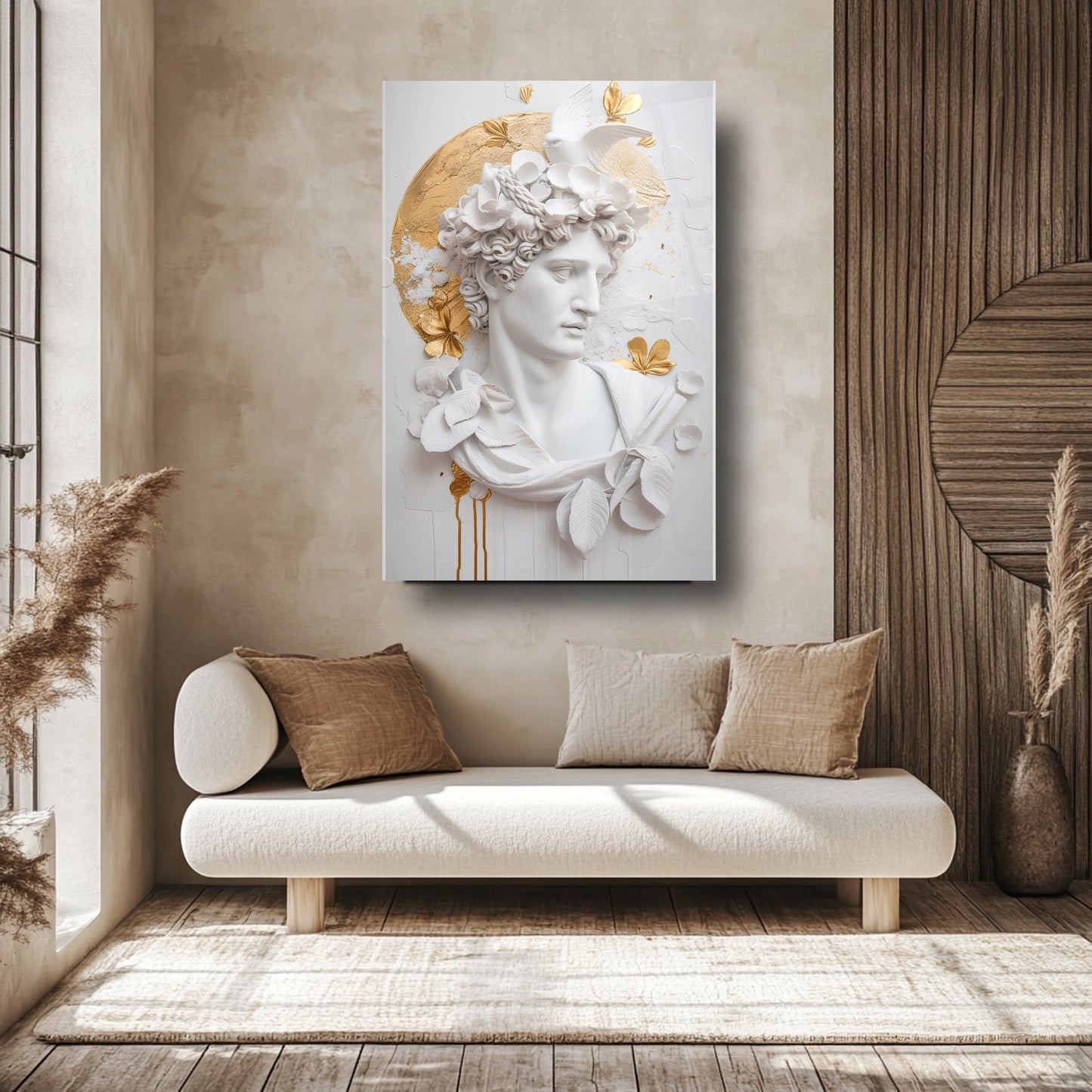 Gold Detaylı Heykel Cam Tablo