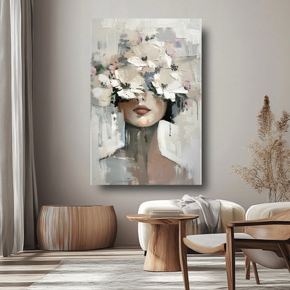 Çiçekli Kadın Cam Tablo