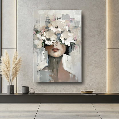 Çiçekli Kadın Cam Tablo