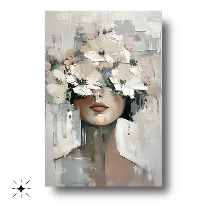 Çiçekli Kadın Cam Tablo