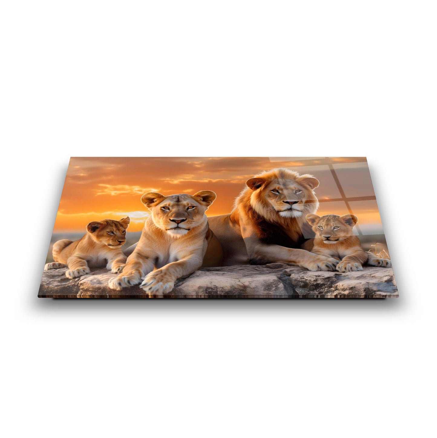 Aslan Ailesi Cam Tablo