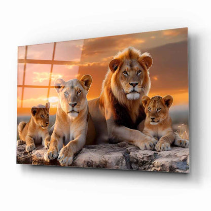 Aslan Ailesi Cam Tablo