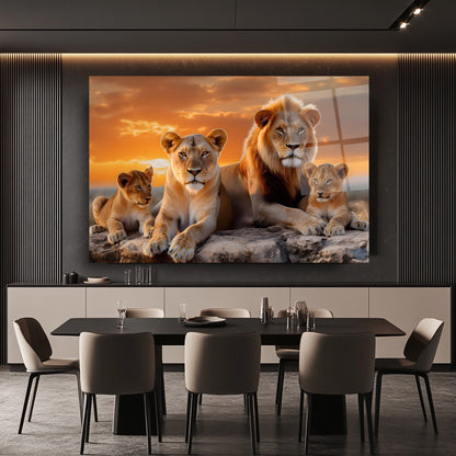Aslan Ailesi Cam Tablo