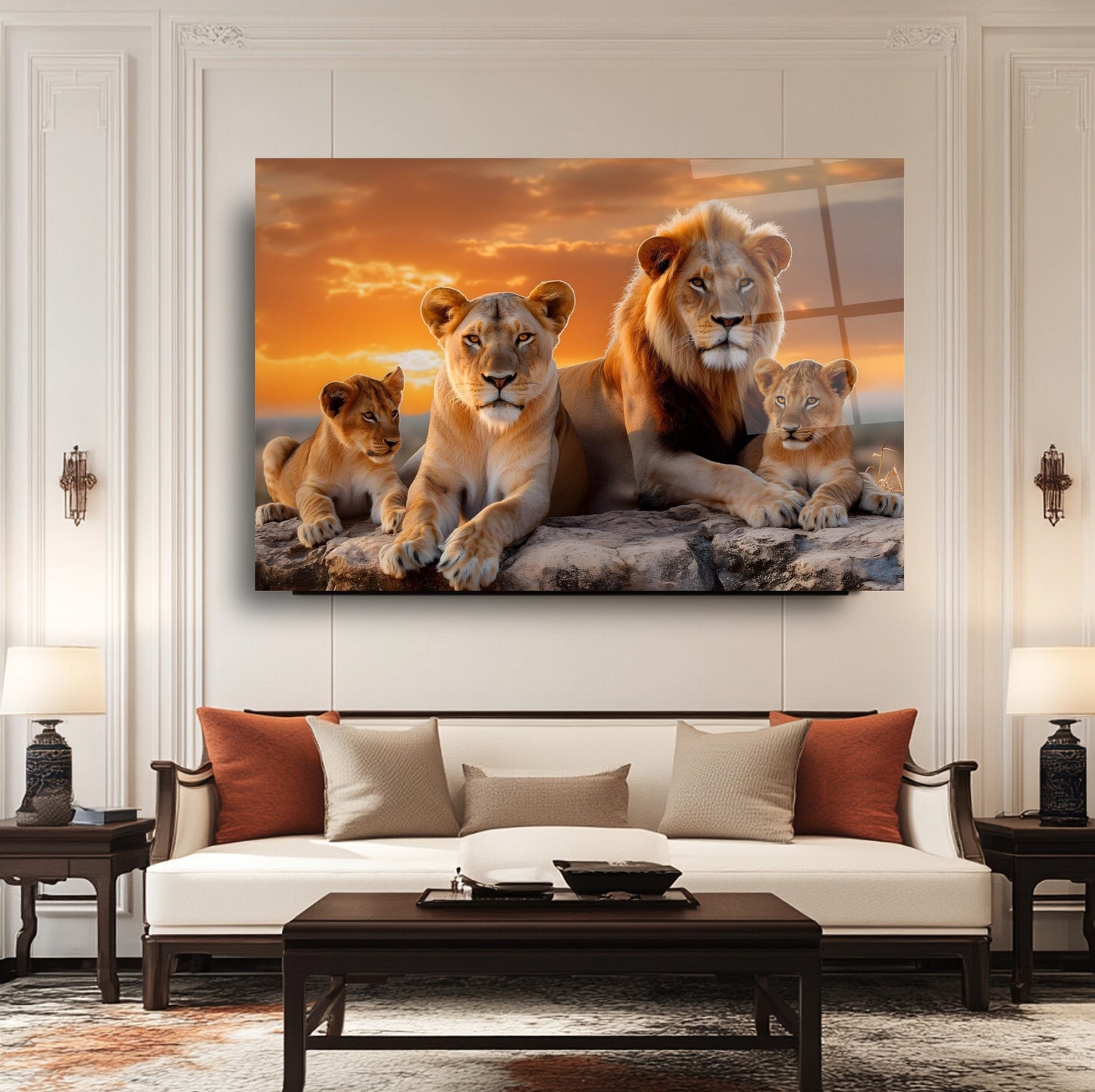 Aslan Ailesi Cam Tablo