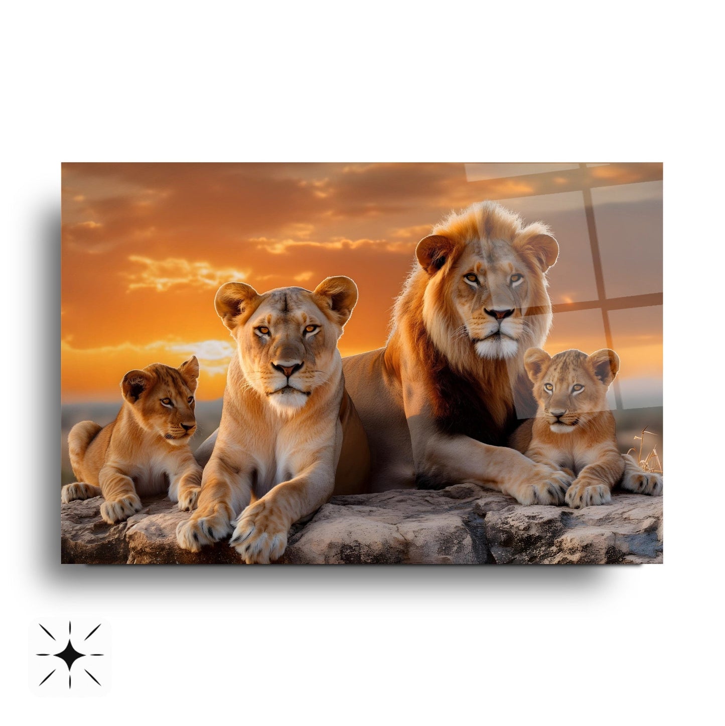 Aslan Ailesi Cam Tablo