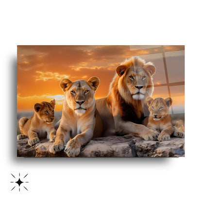 Aslan Ailesi Cam Tablo