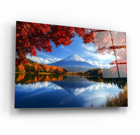 Fuji Dağı Manzarası Cam Tablo