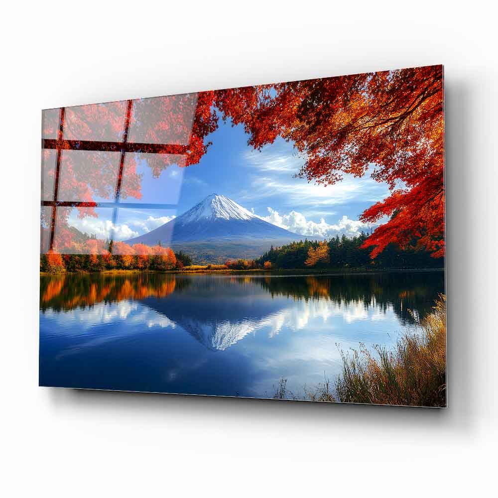 Fuji Dağı Manzarası Cam Tablo