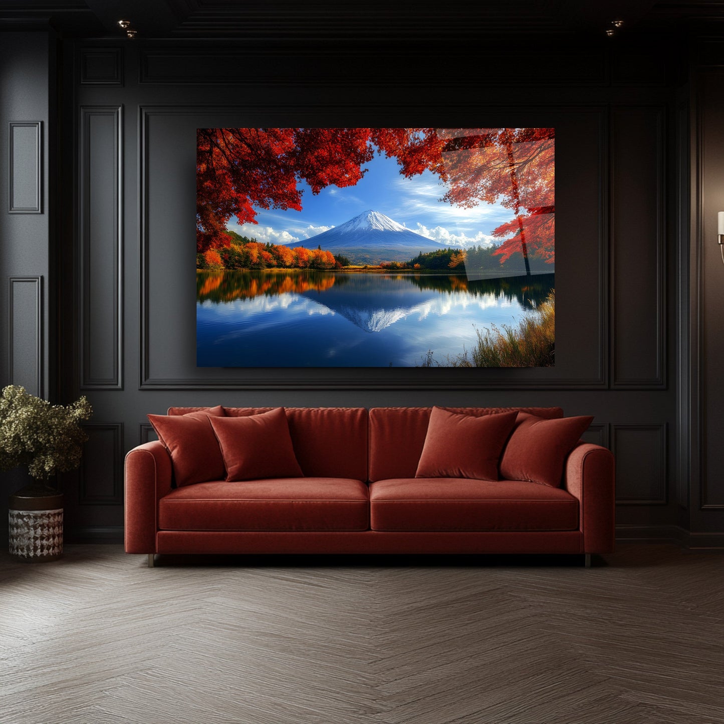 Fuji Dağı Manzarası Cam Tablo