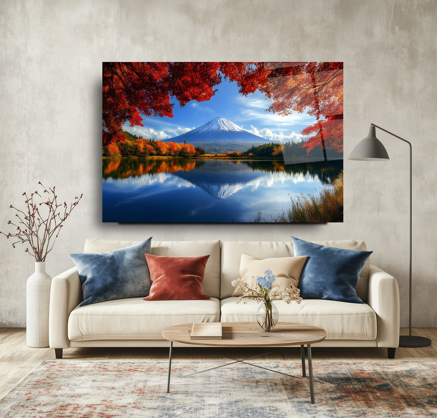 Fuji Dağı Manzarası Cam Tablo