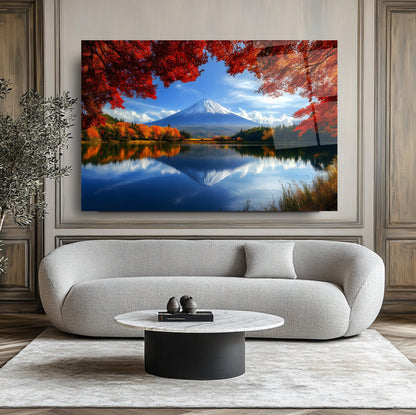 Fuji Dağı Manzarası Cam Tablo