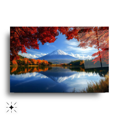 Fuji Dağı Manzarası Cam Tablo