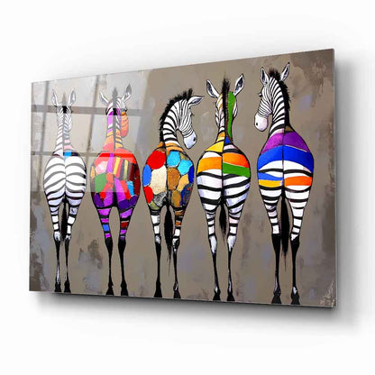 Renkli Zebralar Cam Tablo