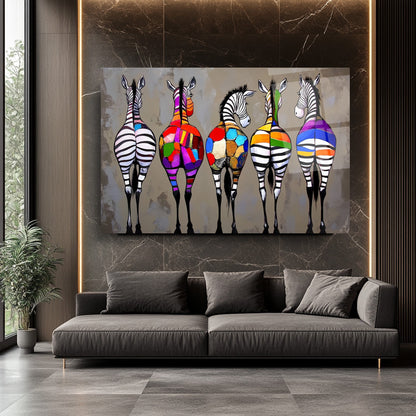 Renkli Zebralar Cam Tablo