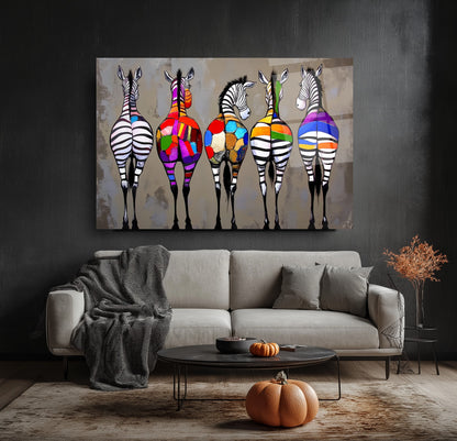 Renkli Zebralar Cam Tablo