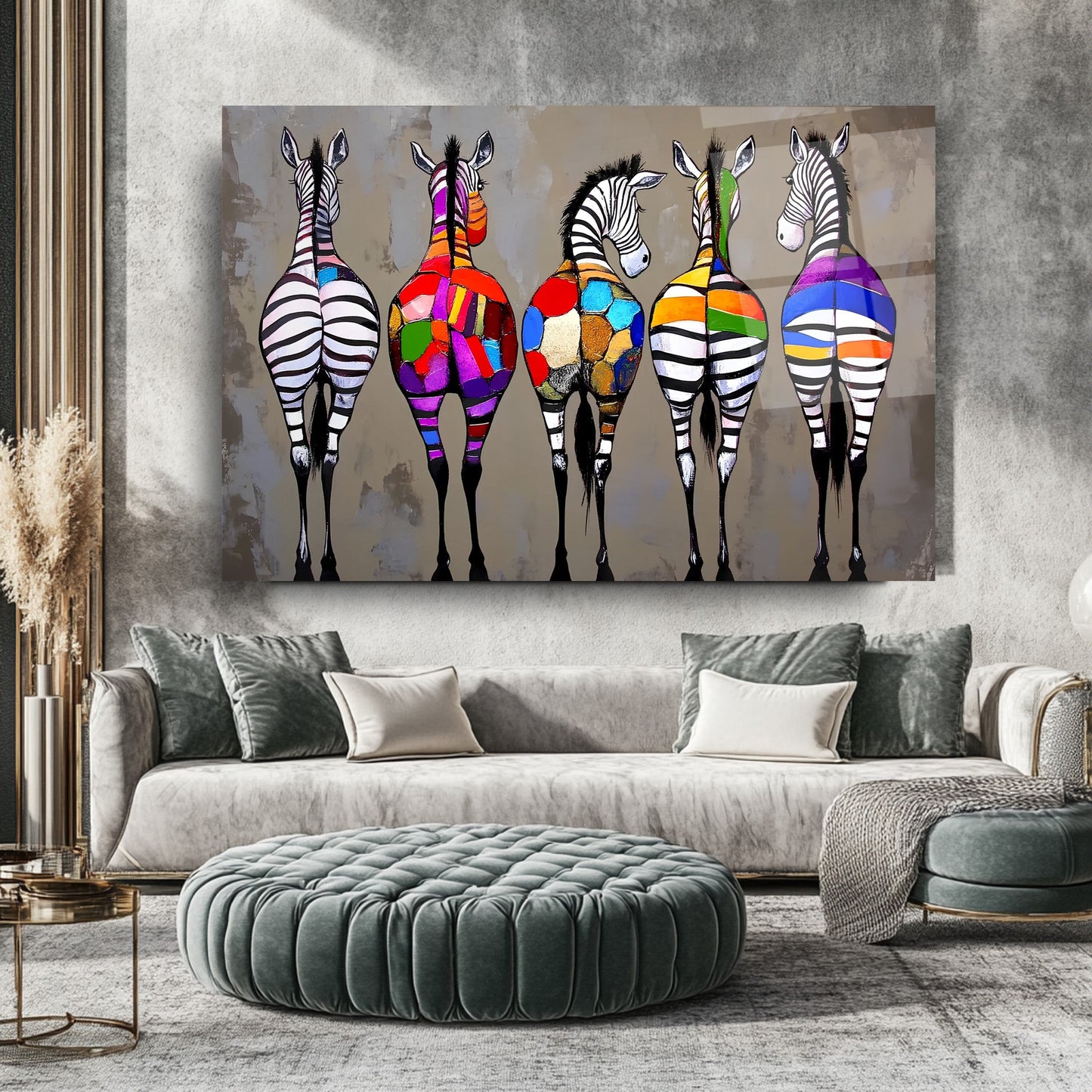 Renkli Zebralar Cam Tablo