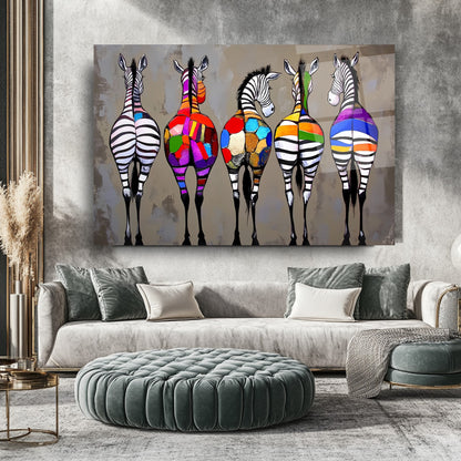 Renkli Zebralar Cam Tablo