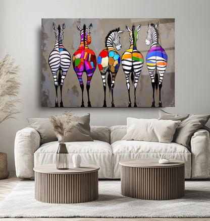 Renkli Zebralar Cam Tablo