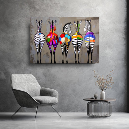 Renkli Zebralar Cam Tablo