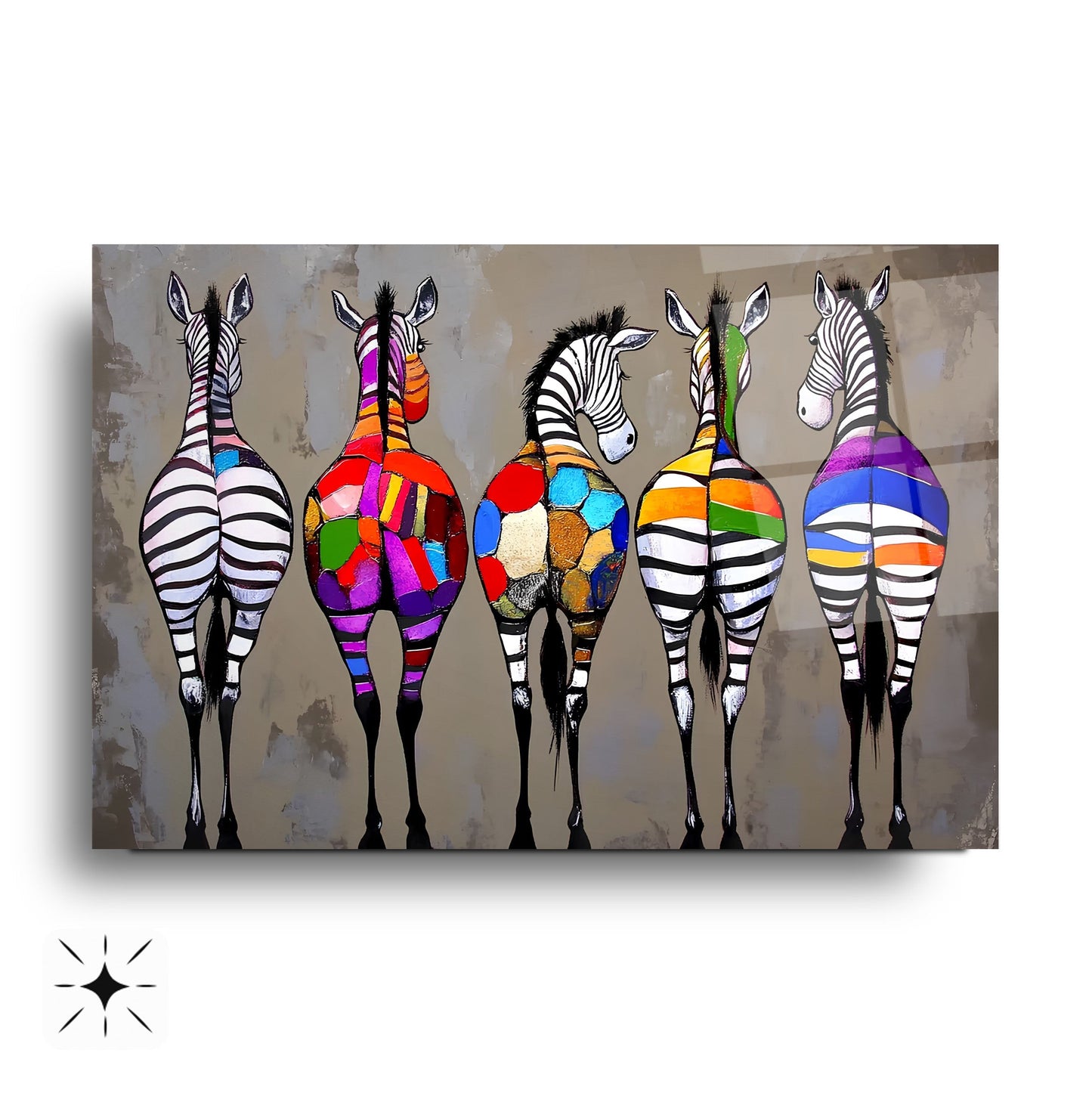Renkli Zebralar Cam Tablo